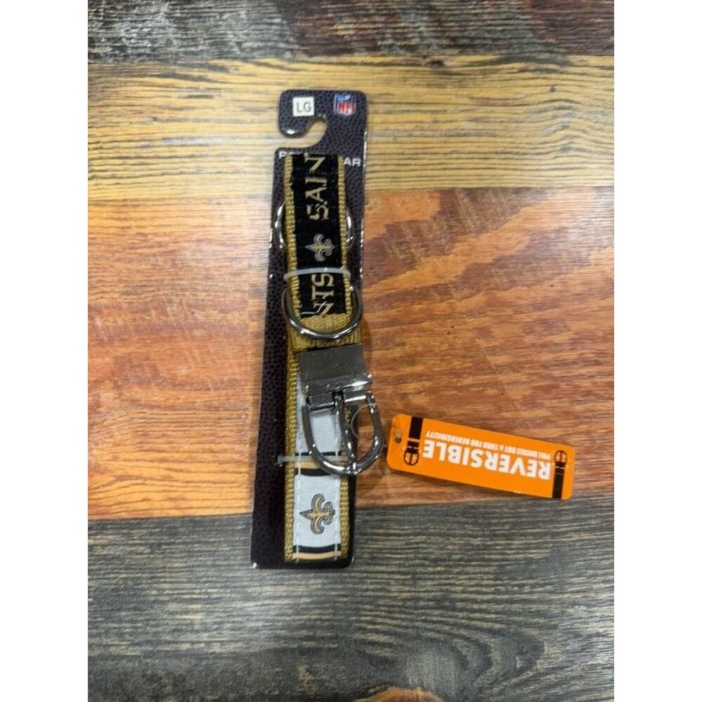 NWT Saints Dog Collar Black & Gold Large 1”Wx30”L